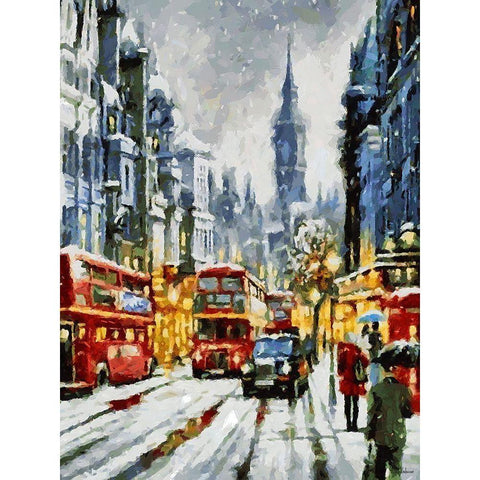 London Variations VI Black Modern Wood Framed Art Print with Double Matting by Medeiros, Celito