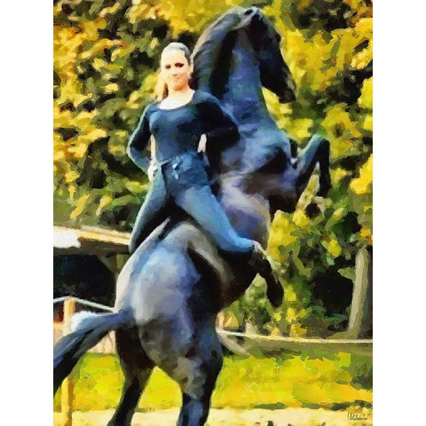 Acrobatics on Horseback Black Modern Wood Framed Art Print with Double Matting by Medeiros, Celito