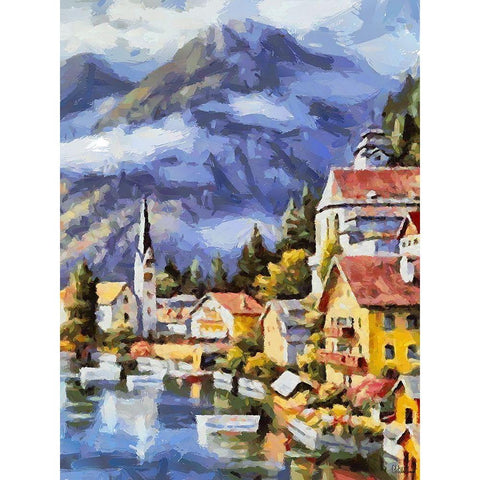 Lake in Austria White Modern Wood Framed Art Print by Medeiros, Celito