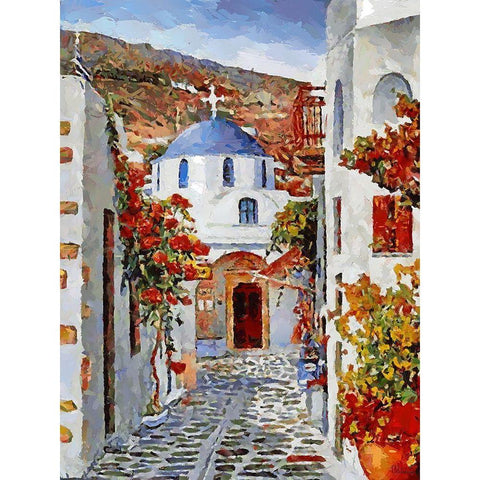 Memories of Santorini I White Modern Wood Framed Art Print by Medeiros, Celito