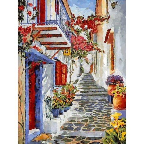 Memories of Santorini III Gold Ornate Wood Framed Art Print with Double Matting by Medeiros, Celito