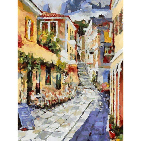 Memories of Santorini V Black Modern Wood Framed Art Print by Medeiros, Celito