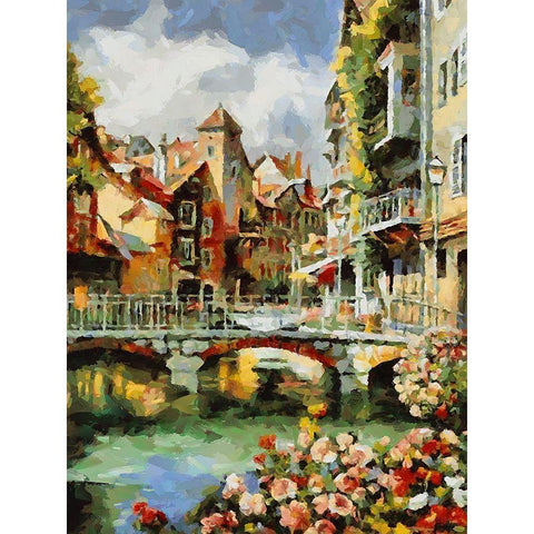 A River in Austria Gold Ornate Wood Framed Art Print with Double Matting by Medeiros, Celito