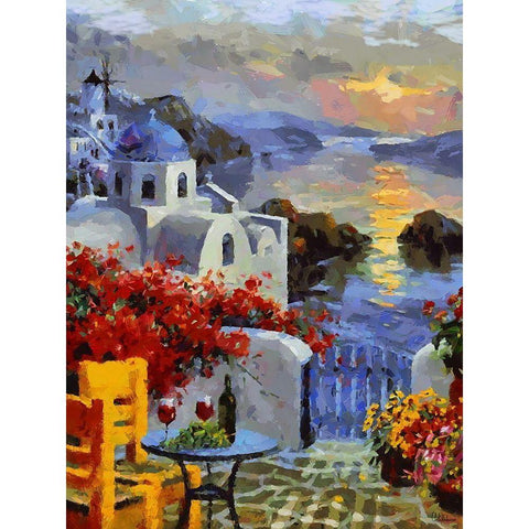 Memories of Santorini VI Black Modern Wood Framed Art Print with Double Matting by Medeiros, Celito