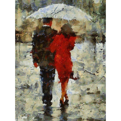 Under Umbrella I Black Modern Wood Framed Art Print by Medeiros, Celito