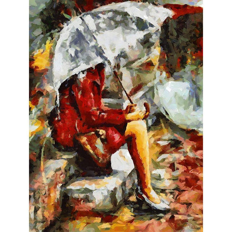 Under Umbrella II Black Modern Wood Framed Art Print by Medeiros, Celito