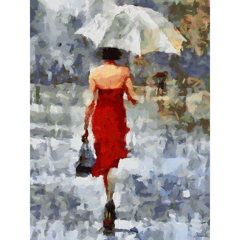 Under Umbrella III Gold Ornate Wood Framed Art Print with Double Matting by Medeiros, Celito