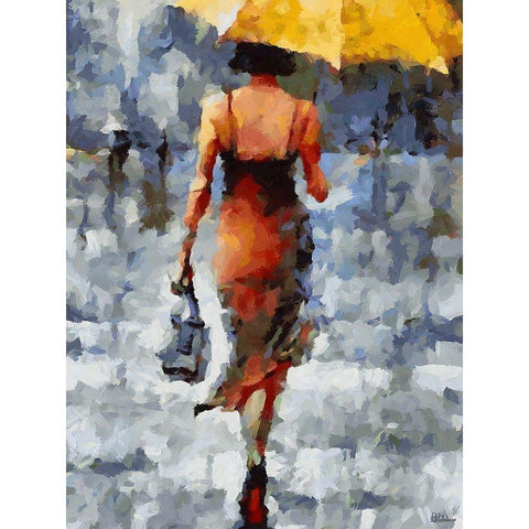 Under Umbrella IV Black Modern Wood Framed Art Print by Medeiros, Celito