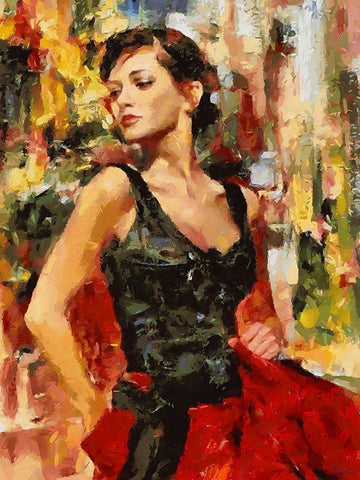 Girl dancing Tango I White Modern Wood Framed Art Print with Double Matting by Medeiros, Celito