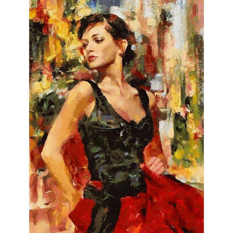 Girl dancing Tango I White Modern Wood Framed Art Print by Medeiros, Celito