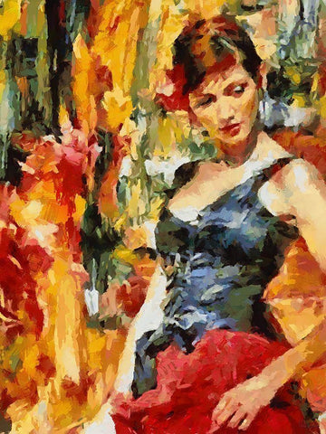 Girl dancing Tango II White Modern Wood Framed Art Print with Double Matting by Medeiros, Celito