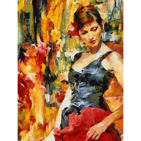 Girl dancing Tango II Black Modern Wood Framed Art Print by Medeiros, Celito