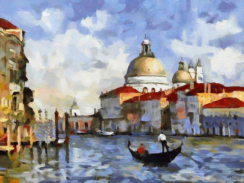 Memories of Venice V White Modern Wood Framed Art Print with Double Matting by Medeiros, Celito