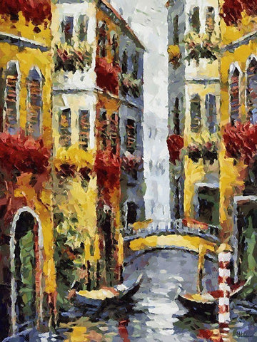 Memories of Venice IX Black Ornate Wood Framed Art Print with Double Matting by Medeiros, Celito