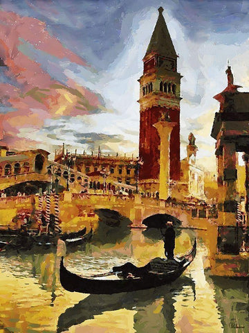 Memories of Venice X White Modern Wood Framed Art Print with Double Matting by Medeiros, Celito