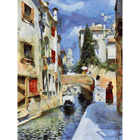 Memories of Venice XV Black Modern Wood Framed Art Print with Double Matting by Medeiros, Celito