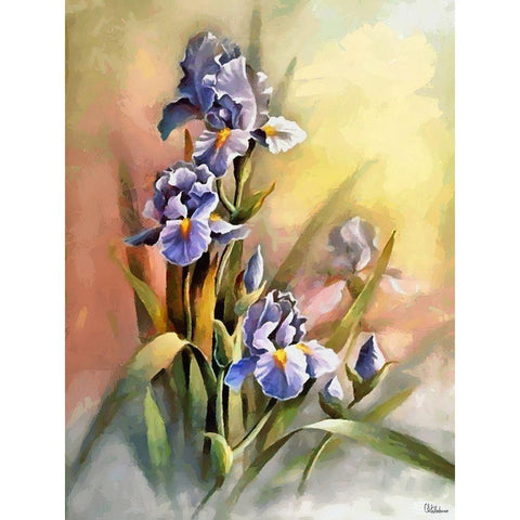 Blue Iris Gold Ornate Wood Framed Art Print with Double Matting by Medeiros, Celito