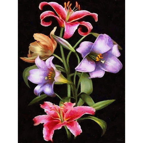 Lily Gold Ornate Wood Framed Art Print with Double Matting by Medeiros, Celito