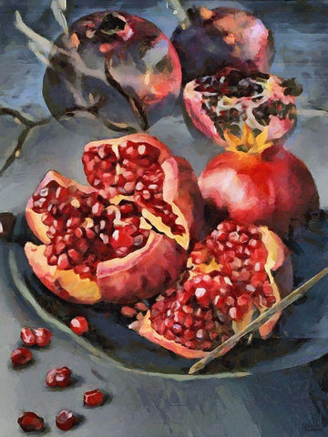 Pomegranate White Modern Wood Framed Art Print with Double Matting by Medeiros, Celito