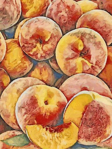 Peaches Black Ornate Wood Framed Art Print with Double Matting by Medeiros, Celito