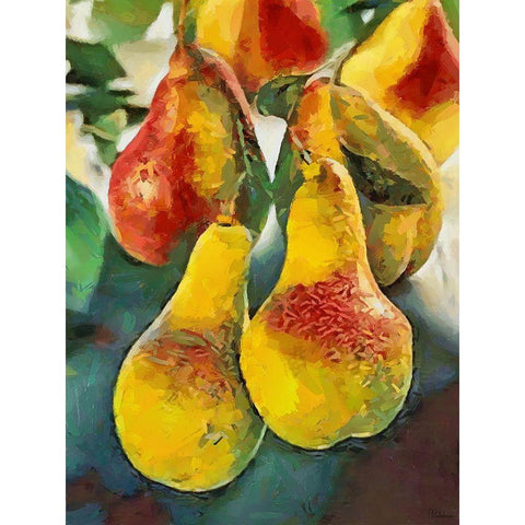 Pears Black Modern Wood Framed Art Print with Double Matting by Medeiros, Celito