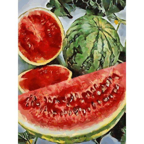 Water Melon White Modern Wood Framed Art Print by Medeiros, Celito