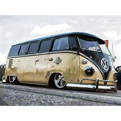 Good Old VW Van II Black Modern Wood Framed Art Print with Double Matting by Medeiros, Celito