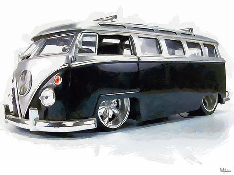 Good Old VW Van III White Modern Wood Framed Art Print with Double Matting by Medeiros, Celito