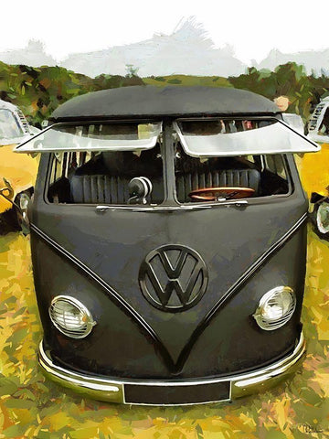 Good Old VW Van VIII Black Ornate Wood Framed Art Print with Double Matting by Medeiros, Celito