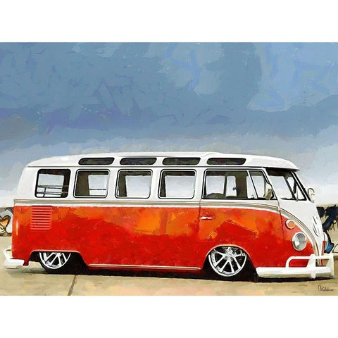 Good Old VW Van XIII White Modern Wood Framed Art Print by Medeiros, Celito