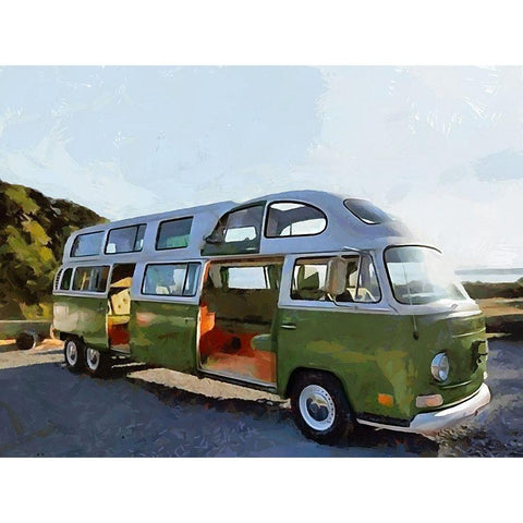 Good Old VW Van XIV White Modern Wood Framed Art Print by Medeiros, Celito