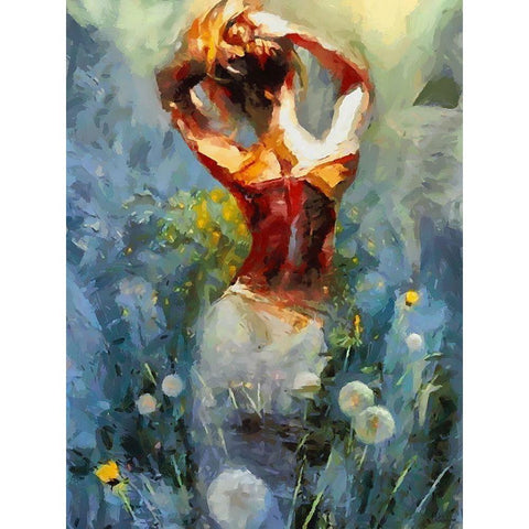 Girl from Behind White Modern Wood Framed Art Print by Medeiros, Celito