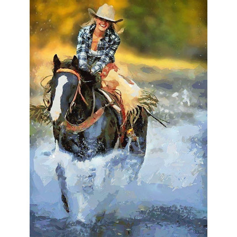 Horse Riding I White Modern Wood Framed Art Print by Medeiros, Celito