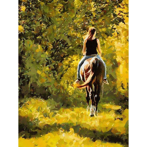 Horse Riding III Gold Ornate Wood Framed Art Print with Double Matting by Medeiros, Celito