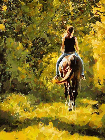 Horse Riding III Black Ornate Wood Framed Art Print with Double Matting by Medeiros, Celito