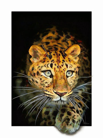 Leopard Black Ornate Wood Framed Art Print with Double Matting by Medeiros, Celito
