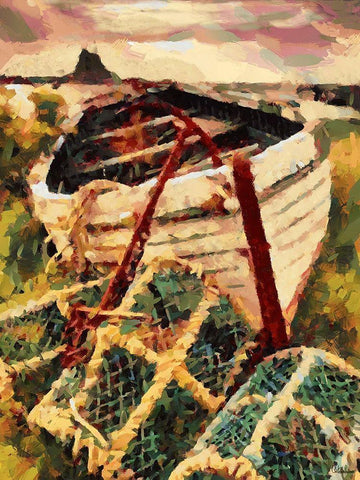 Old Boat White Modern Wood Framed Art Print with Double Matting by Medeiros, Celito