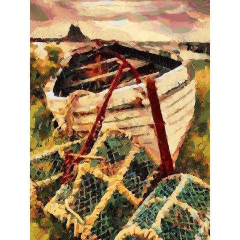 Old Boat Black Modern Wood Framed Art Print by Medeiros, Celito