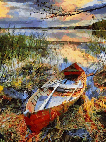 Old Boat II Black Ornate Wood Framed Art Print with Double Matting by Medeiros, Celito