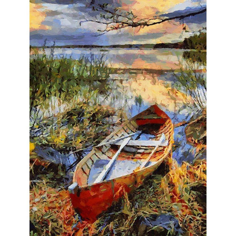 Old Boat II Black Modern Wood Framed Art Print by Medeiros, Celito