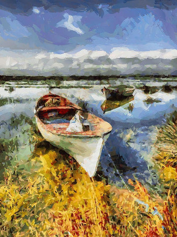 Old Boat III Black Ornate Wood Framed Art Print with Double Matting by Medeiros, Celito