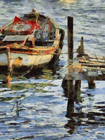 Old Boat IV White Modern Wood Framed Art Print with Double Matting by Medeiros, Celito