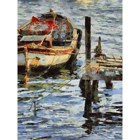 Old Boat IV Black Modern Wood Framed Art Print by Medeiros, Celito