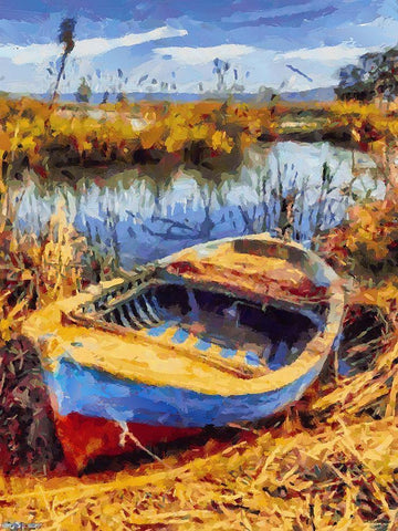 Old Boat V White Modern Wood Framed Art Print with Double Matting by Medeiros, Celito