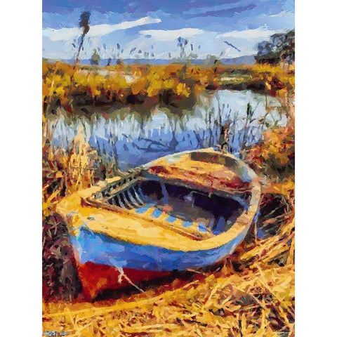 Old Boat V Black Modern Wood Framed Art Print by Medeiros, Celito