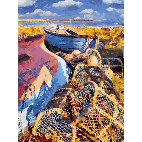 Old Boat VI Black Modern Wood Framed Art Print by Medeiros, Celito