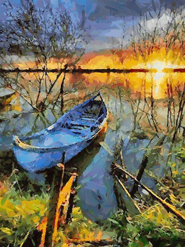 Old Boat VII Black Ornate Wood Framed Art Print with Double Matting by Medeiros, Celito