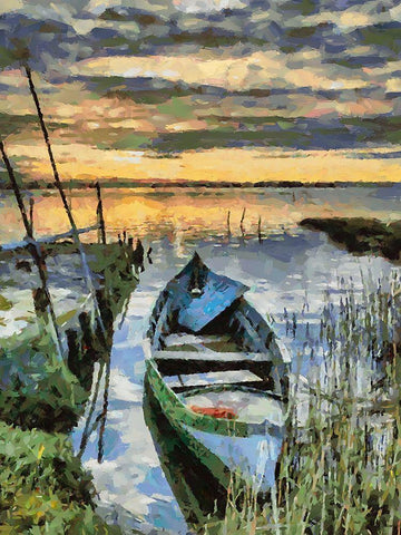 Old Boat VIII Black Ornate Wood Framed Art Print with Double Matting by Medeiros, Celito