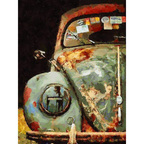 Rusty Beatle Black Modern Wood Framed Art Print with Double Matting by Medeiros, Celito