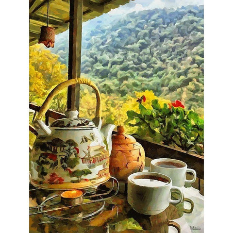 Afternoon Tea in Brazil II Black Modern Wood Framed Art Print by Medeiros, Celito